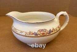 Johnson Bros England Creamer & Covered Sugar -gold Trim Green Backstamp Flowers