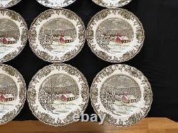 Johnson Bros England Friendly Village Dinner Plates Schoolhouse Lot of 12