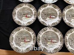 Johnson Bros England Friendly Village Dinner Plates Schoolhouse Lot of 12