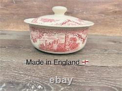 Johnson Bros England Old Britain Castles Warwick Pink Casserole Bowl 2 Qt