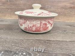 Johnson Bros England Old Britain Castles Warwick Pink Casserole Bowl 2 Qt