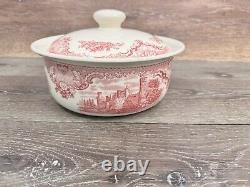 Johnson Bros England Old Britain Castles Warwick Pink Casserole Bowl 2 Qt