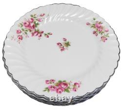 Johnson Bros England Regency Pink Roses Platinum Trim Dinner Plates Set of 8