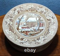 Johnson Bros England Thanksgiving 12 Plates Historic America Frozen Up