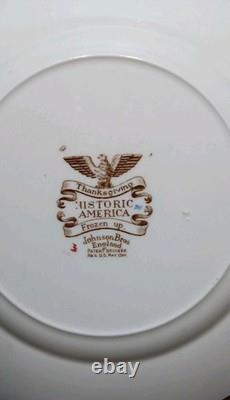 Johnson Bros England Thanksgiving 12 Plates Historic America Frozen Up