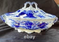 Johnson Bros FULTON Covered Vegetable Bowl w Lid Flo Blue White