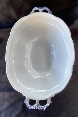 Johnson Bros FULTON Covered Vegetable Bowl w Lid Flo Blue White