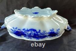 Johnson Bros FULTON Covered Vegetable Bowl w Lid Flo Blue White