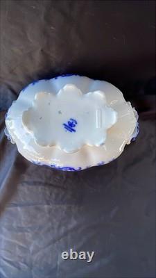 Johnson Bros FULTON Covered Vegetable Bowl w Lid Flo Blue White