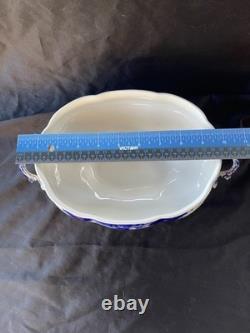 Johnson Bros FULTON Covered Vegetable Bowl w Lid Flo Blue White