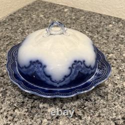 Johnson Bros Flow Blue Normandy Covered Butter Dish
