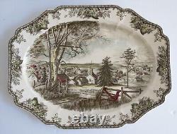 Johnson Bros Friendly Village 20 Turkey Platter Large No Damage Church Holiday