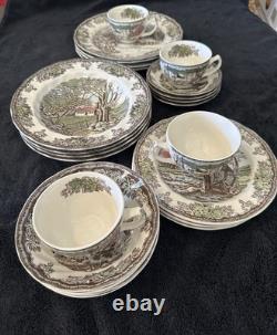 Johnson Bros Friendly Village 24 Piece Dinnerware Set Retired Set Unused