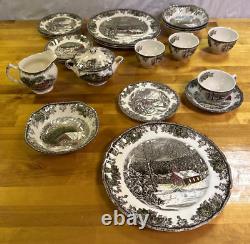 Johnson Bros Friendly Village 5 Piece Place Setting for 4 WithCreamer & Sugar VGC