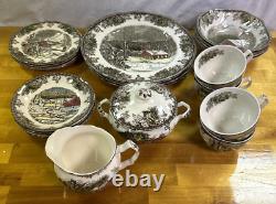 Johnson Bros Friendly Village 5 Piece Place Setting for 4 WithCreamer & Sugar VGC