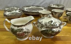 Johnson Bros Friendly Village 5 Piece Place Setting for 4 WithCreamer & Sugar VGC