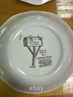 Johnson Bros Friendly Village 5 Piece Place Setting for 4 WithCreamer & Sugar VGC