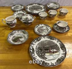 Johnson Bros Friendly Village 5 Piece Place Setting for 4 WithCreamer & Sugar VGC
