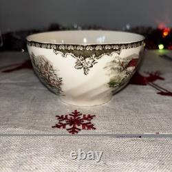 Johnson Bros Friendly Village Apple Orchard Open Swirled Sugar / Cranberry Bowl
