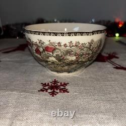 Johnson Bros Friendly Village Apple Orchard Open Swirled Sugar / Cranberry Bowl
