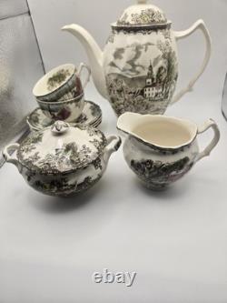 Johnson Bros Friendly Village Coffee Tea Cup 15 Pieces Creamer Sugar Gravy