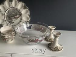 Johnson Bros Friendly Village Lot Egg Plate Sugar Creamer Ramekins England