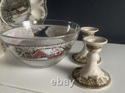 Johnson Bros Friendly Village Lot Egg Plate Sugar Creamer Ramekins England