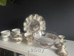 Johnson Bros Friendly Village Lot Egg Plate Sugar Creamer Ramekins England