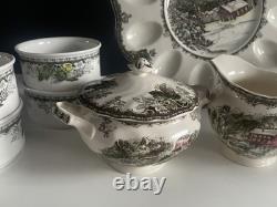 Johnson Bros Friendly Village Lot Egg Plate Sugar Creamer Ramekins England