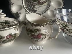 Johnson Bros Friendly Village Lot Egg Plate Sugar Creamer Ramekins England