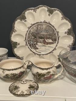 Johnson Bros Friendly Village Lot Egg Plate Sugar Creamer Ramekins England