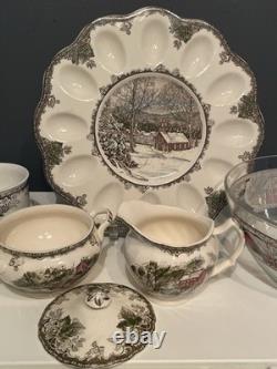 Johnson Bros Friendly Village Lot Egg Plate Sugar Creamer Ramekins England