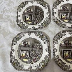 Johnson Bros. Friendly Village SIX (6)CHRISTMAS Square Plates England+Extras