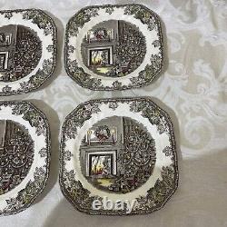 Johnson Bros. Friendly Village SIX (6)CHRISTMAS Square Plates England+Extras