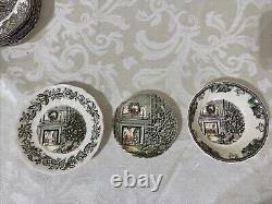 Johnson Bros. Friendly Village SIX (6)CHRISTMAS Square Plates England+Extras