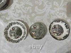 Johnson Bros. Friendly Village SIX (6)CHRISTMAS Square Plates England+Extras