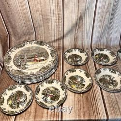 Johnson Bros Friendly Village School, Ice, Sugar House's. Set 8 Pc X 6