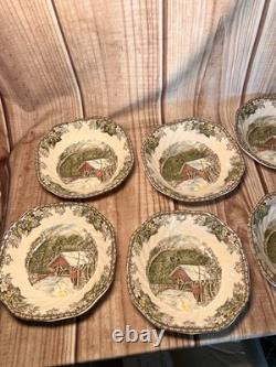 Johnson Bros Friendly Village School, Ice, Sugar House's. Set 8 Pc X 6