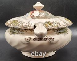Johnson Bros Friendly Village Soup Tureen with Lid & Ladle 1 Damaged Handle