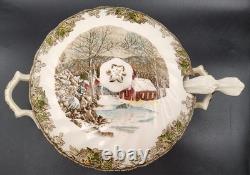 Johnson Bros Friendly Village Soup Tureen with Lid & Ladle 1 Damaged Handle