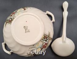 Johnson Bros Friendly Village Soup Tureen with Lid & Ladle 1 Damaged Handle