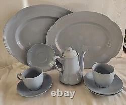 Johnson Bros Grey Dawn Blue Mini Tea Pot 16' & 14 Platters 2 Cups & Plates