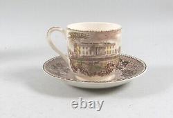 Johnson Bros. HISTORIC AMERICA BROWN/MULTICOLOR Demi. Cup & Saucer Sets Lot of 7