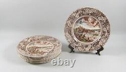 Johnson Bros. HISTORIC AMERICA BROWN/MULTICOLOR Dinner Plates Lot of 8