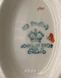 Johnson Bros. Hampton Old English Double Spout Gravy Boat with Attached Plate