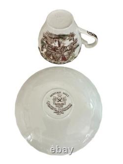 Johnson Bros Heritage Hall Colonial Overhang Cups & Saucers Set Of 9