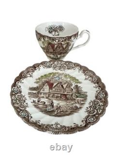 Johnson Bros Heritage Hall Colonial Overhang Cups & Saucers Set Of 9