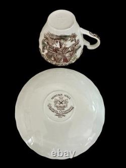 Johnson Bros Heritage Hall Colonial Overhang Cups & Saucers Set Of 9