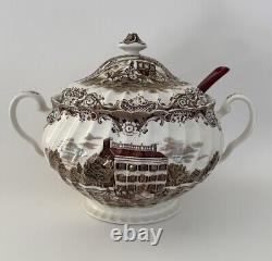 Johnson Bros Heritage Hall SOUP TUREEN with LADLE Georgian Townhouse Brown