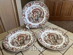 Johnson Bros His Majesty Set/3 Earthenware Dinner Plates Tom Turkey England Nwot